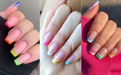 ایده های لاک فرنچ 2025؛ با این مدلای رنگی دستات انقد کیوت میشن که مدام زل بزنی بهشون