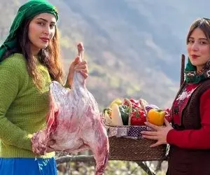 آشپزی خوش پخت دهاتی؛ طبخ چلو گوشت خوش آب رنگ دخترای گیلانی تو یه ویو رویایی