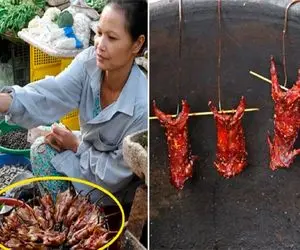 فرآوری موش؛ با قلاب ماهی گیری موشای سیاه و میگیرن با قیچی سر میبرن میفروشن