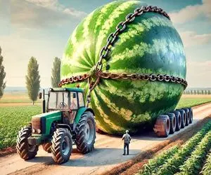 کشاورزی نوین؛ با سموم نوین هندونه کاشتن شده 4تن بعد تو 10ثانیه 1000 تن برداشت کردن