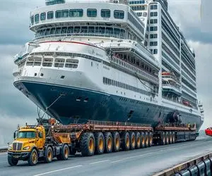 جابه جایی جانکاه؛ با تریلی کشتی کروز و بردن دریا تا گاو و گوسفندها رو ببره تفریح 