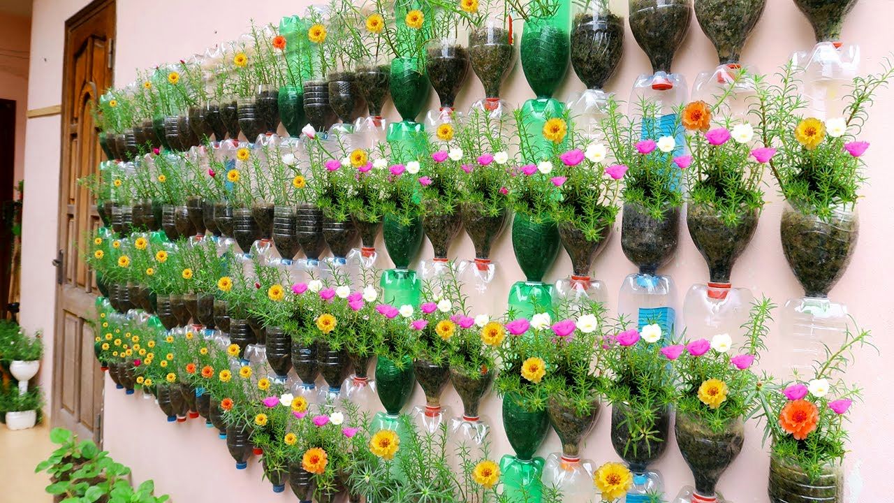ایده های خلاقانه؛ با بطری های پلاستیکی آب معدنی این باغچه ایستاده رو واسه تراس بساز 