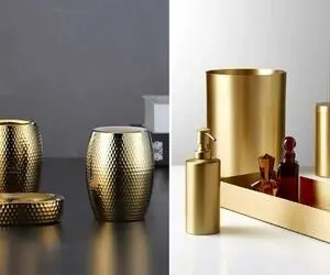خوشگلترین مدل های ست سرویس بهداشتی طلایی / اینجوری دستشویی بهت حس لاکچری بودن میده!