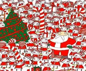 بازی فکری؛ هو! هو! آیا میتونی کلاه گمشده بابانوئل رو  تو مراسم کریسمس پیدا کنی