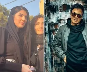 آواز احساسی؛ گریه هلیا امامی در مراسم ختم مادر عموپورنگ| عکاسی هواداران