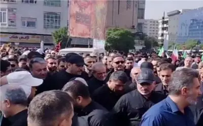 حضور پزشکیان در مراسم تشییع پیکر شهدای اقتدار