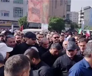 حضور پزشکیان در مراسم تشییع پیکر شهدای اقتدار