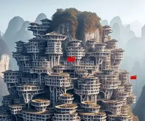 معماری خلاقانه؛ توی کوه و با سنگ فرز تراشید آسانسور زد برای خونه هایی که نوک قله ساخت