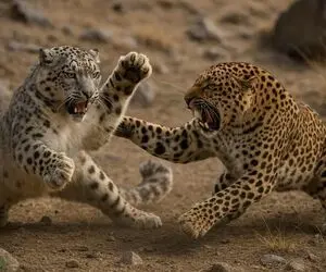 نبرد حیات وحش/ خانواده یک پلنگ مثل سگ و گربه افتادن به جون هم