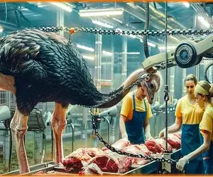 فرآوری شترمرغ؛ پر شترمرغو زنده زنده میکنن تا دوباره دربیاد ازش لباس درست کنن