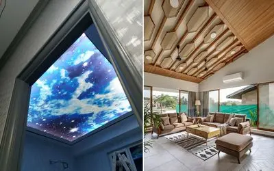 هفت طراحی سوپر لوکس برای سقف با متریال روز جهان؛ مدل کشسانیش خانوم ازش آویزون شد