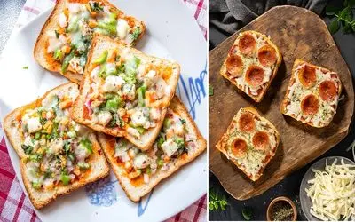 طرز تهیه پیتزا با نون تست با فر و بدون فر / یه پیتزای خوشمزه و سه سوته که حرف نداره
