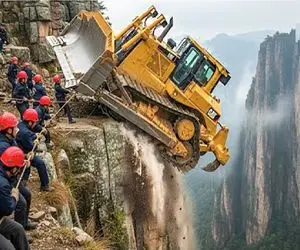 ابزارآلات غول پیکر؛ مهارت‌ اپراتور بولدوزر آنقدر دیوانه‌کننده اس فکر می‌کنید ساختگیه