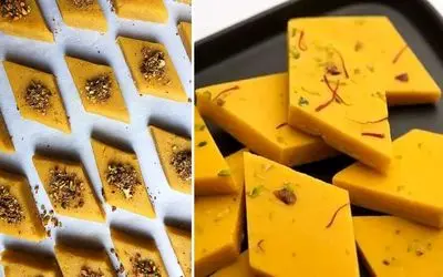 طرز تهیه لوز زعفرونی تبریزی / این شیرینی نیاز به فر نداره و راحت آماده میشه