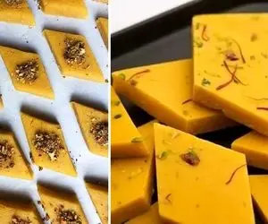 طرز تهیه لوز زعفرونی تبریزی / این شیرینی نیاز به فر نداره و راحت آماده میشه