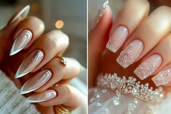 ایده طراحی لاک عروس با ناخن مربع و سرگرد؛ زیر نور سالن و تو عکسا پرفکت ترین ناخن داری