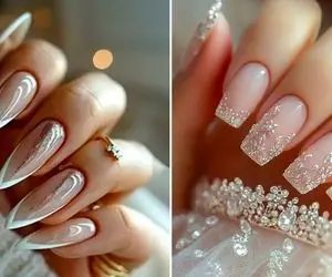 ایده طراحی لاک عروس با ناخن مربع و سرگرد؛ زیر نور سالن و تو عکسا پرفکت ترین ناخن داری