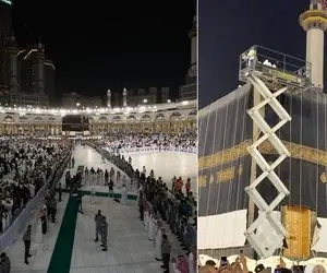 (ویدیو) مراسم تعویض پرده کعبه در مسجدالحرام