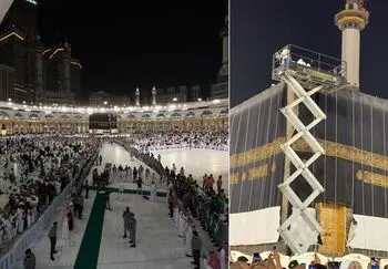 (ویدیو) مراسم تعویض پرده کعبه در مسجدالحرام