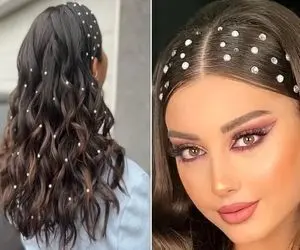 ایده های مدل موی عروسکی و شیک با مروارید چسبی؛ تزیین دلبرانه موی کوتاه و بلند