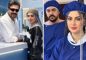 مریم مومن همسرش را تا اتاق عمل تنها نگذاشت؛ هر دو در لباس بیمارستان