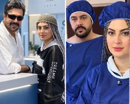 مریم مومن همسرش را تا اتاق عمل تنها نگذاشت؛ هر دو در لباس بیمارستان