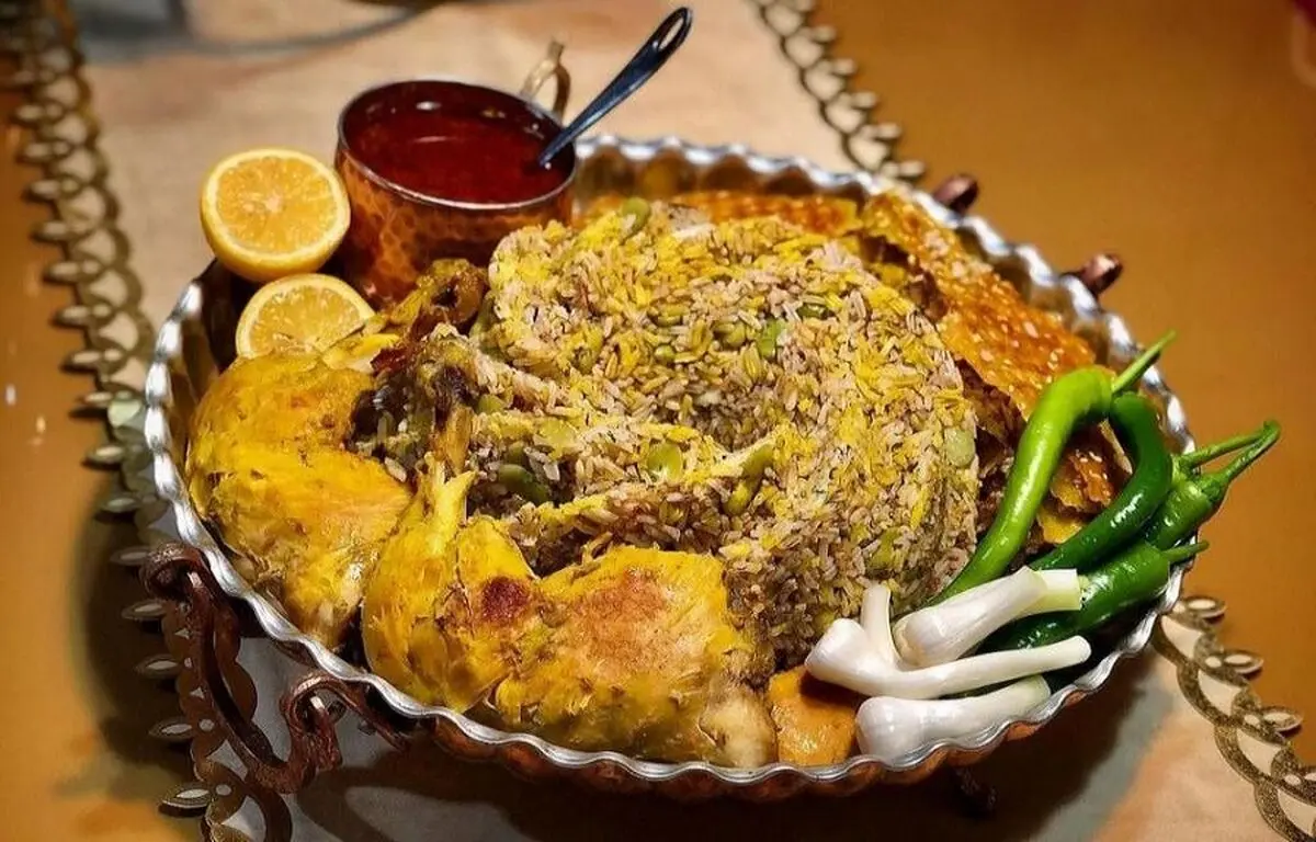 باقالی پلو با مرغ