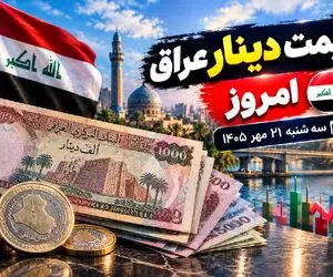 قیمت دینار عراق امروز سه‌ شنبه 21 مهر 1405 / دینار دو برابر شد