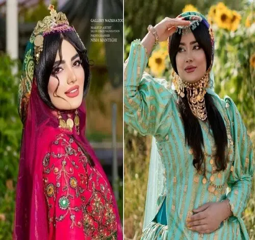 مدل های میکاپ و مدل مو برای عروسی لری؛ ایده خوشگلاسیون مو زیر سربند با لباس محلی 