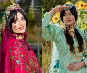 مدل های میکاپ و مدل مو برای عروسی لری؛ ایده خوشگلاسیون مو زیر سربند با لباس محلی 