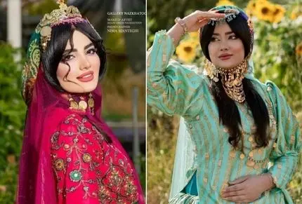 مدل های میکاپ و مدل مو برای عروسی لری؛ ایده خوشگلاسیون مو زیر سربند با لباس محلی 