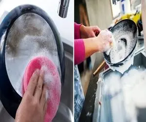 از بین بردن سیاهی کف و ته قابلمه ها؛ این ماده از بین برنده لکه های 20ساله خیلی قدیمیه