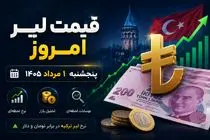قیمت لیر ترکیه امروز پنجشنبه ۱ مرداد ۱۴۰۵ | لیر ۱۱۰ تومان گران شد + پیش‌بینی قیمت