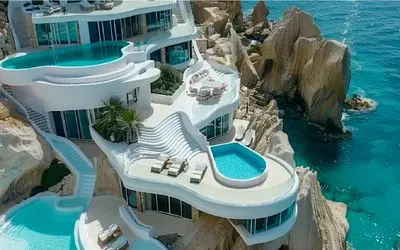 معماری خلاقانه/ ویلای فوق لوکس صخره‌ای که بهشت را از نو تعریف می‌کند