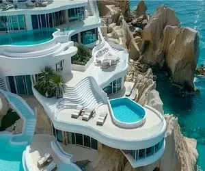 معماری خلاقانه/ ویلای فوق لوکس صخره‌ای که بهشت را از نو تعریف می‌کند