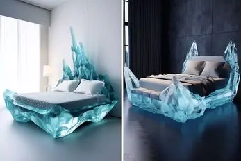 تختی برای عاشقان سرما و یخبندان/ با تختخواب طرح یخی اتاق خوابی دلربا بسازید