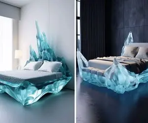 تختی برای عاشقان سرما و یخبندان/ با تختخواب طرح یخی اتاق خوابی دلربا بسازید