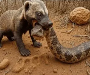 شاهکار حیات وحش؛ مار آز چمباتمه زد دور قرقاول چرب و نرم لهیده شه واسه بلع آسون