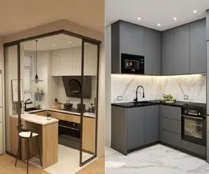 راز طراحی کابینت برای آشپزخانه‌ های مربع/ کابینتی که کمکت می‌کنه فضا رو لوکس بچینی