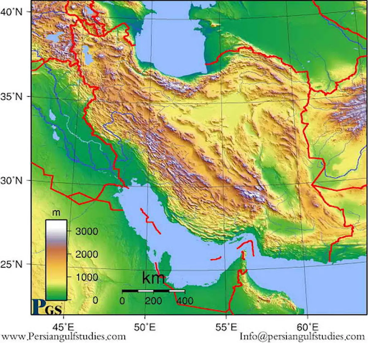 نقشه توپوگرافی ایران