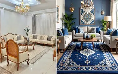 به مبلمان کرم چه رنگ فرشی میاد؛ انتخاب پرفکت نقش و ابعاد فرش متناسب با متراژ پذیرایی