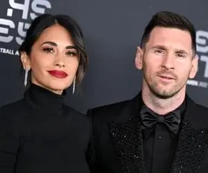 اولین تصویر لیونل مسی، همسر و پسرانش در مراسم توپ طلا