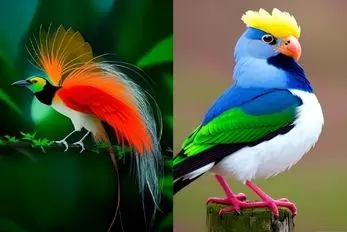 زیباترین پرنده های جهان / حرکات موزون و رامشگری آقا برای جلب توجه خانومش