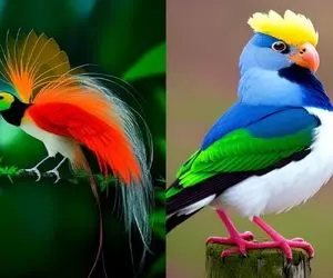 زیباترین پرنده های جهان / حرکات موزون و رامشگری آقا برای جلب توجه خانومش