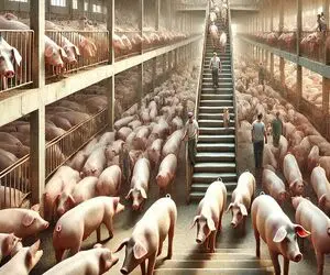 فرآوری خوک؛ خوک حرومی 125 کیلویی و با بخارشو تمیز و مربعی برش میدن برای قیمه
