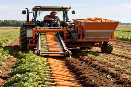 کشاورزی نوین؛ ماشین درو کن ساختن کار 10 نفرو تو 5 دیقه انجام میده هویجا شیک چیده شدن