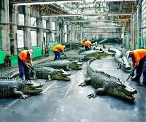 از بدایع حیات وحش؛ پوست تمساح تازه متولد شده رو قلفتی میکنن تا دوباره در بیاد بشه کیف