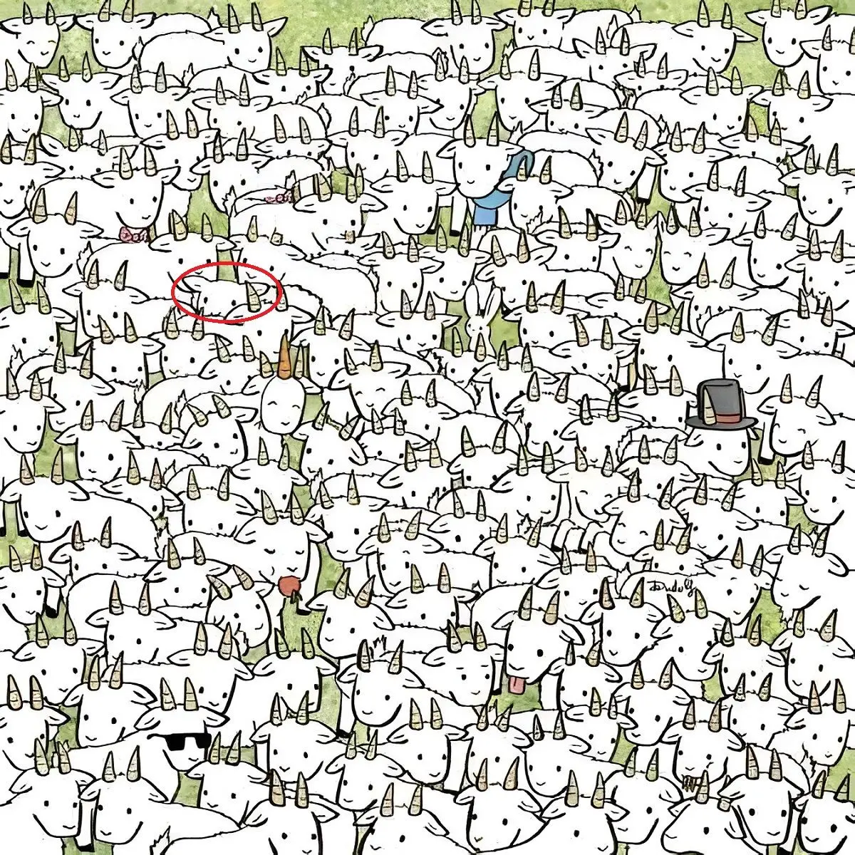 پاسخ-تست-بینایی-یافتن-گوسفند-میان-بزها