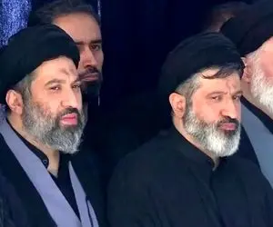 حضور فرزندان رهبر شهید انقلاب بر پیشگاه تابوت پدر