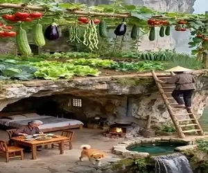 معماری خلاقانه؛ پیرزن برا بازنشستگیش بیخ کوه خونه ساخت 2 طبقه بالاش مزرعه زندگی اینه